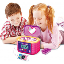 VTech - KidiSecrets - Ma Boîte à Bijoux Rose - Coffre - Fort Secret avec Code - 9 Jeux.