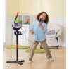 VTech - Kidi Superstar LightShow Noir -  Micro sur Pied 8 en 1 - Microphone Karaoké Enfant avec Boule Disco.