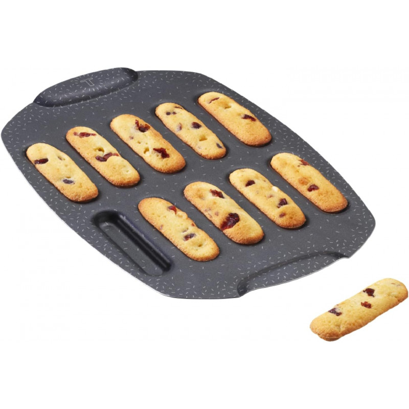 Tefal Moule gâteau 10 mini boudoirs - Revêtement antiadhésif - Aluminium recyclé et recyclable Fabriqué en France.