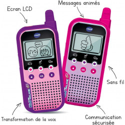 VTech - Kidi Talkie Rose - Talkie-Walkie Enfants avec Écran et Jeux - Jouet Électronique Éducatif – Version FR