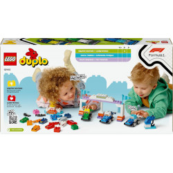LEGO Duplo Voitures de Course et Pilotes d’Une Écurie de F1 - Jouet dès 2 Ans Développant la Motricité Fine -