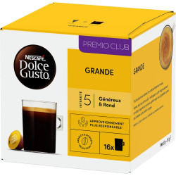 NESCAFE DOLCE GUSTO Grande - Café Capsule - Intensité 5 - Mélange Arabica & Robusta - 96 Capsules (6 Boîtes x 16).