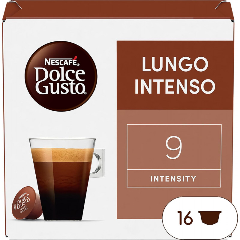 Nescafé Dolce Gusto Lungo Intenso - Café - 96 Capsules (Pack de 6 boîtes x 16).