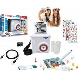 Lexibook - Starcam Print - Appareil Photo avec imprimante instantanée - 3 Rouleaux de Papier et dragonne - Blanc.