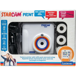 Lexibook - Starcam Print - Appareil Photo avec imprimante instantanée - 3 Rouleaux de Papier et dragonne - Blanc.