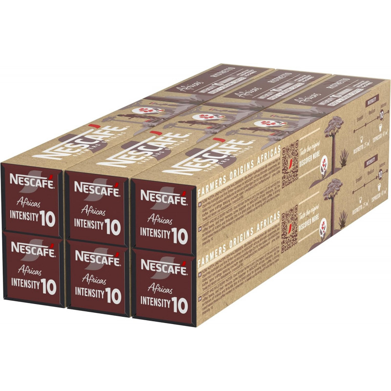 NESCAFÉ Farmers Origins Africas Ristretto 6 x 10 Capsules de café - Approuvé pour les machines NESPRESSO.