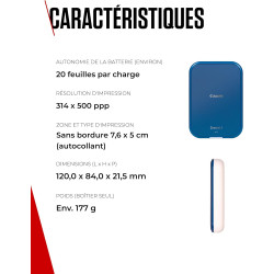 Pack Imprimante Photo Canon Zoemini 2 Vaiana 2 Bluetooth Bleu marine + Housse Vaiana 2.
