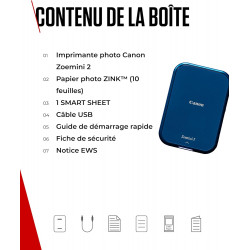 Pack Imprimante Photo Canon Zoemini 2 Vaiana 2 Bluetooth Bleu marine + Housse Vaiana 2.