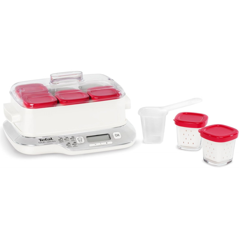 Tefal Multi Delices Express - Yaourtière - 6 Pots - Rouge - 5 Programmes automatiques - desserts lactés.