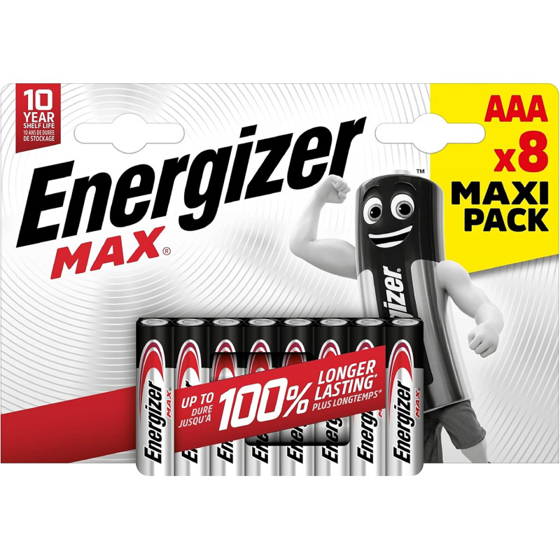 8 Piles Energizer Max AAA LR03 MN2400.