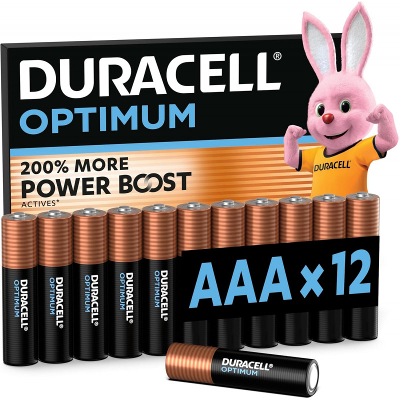 DURACELL Optimum Piles AAA (Lot de 12) – Piles Alcalines 1.5V