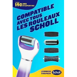 Scholl - Râpe exfoliante lissante - Râpe électrique rose aux cristaux de diamants anti-callosités pour les pieds