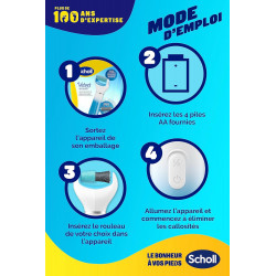 Scholl - Velvet Smooth Express Pedi - Rape électrique Bleue aux cristaux de diamants anti-callosités pour les pieds