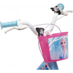 Vélo 16 pouce Reine des NEIGES 2 - Frozen II/Disney équipé de 2 Freins, Porte poupée et Panier Avant.