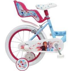 Vélo 16 pouce Reine des NEIGES 2 - Frozen II/Disney équipé de 2 Freins, Porte poupée et Panier Avant.