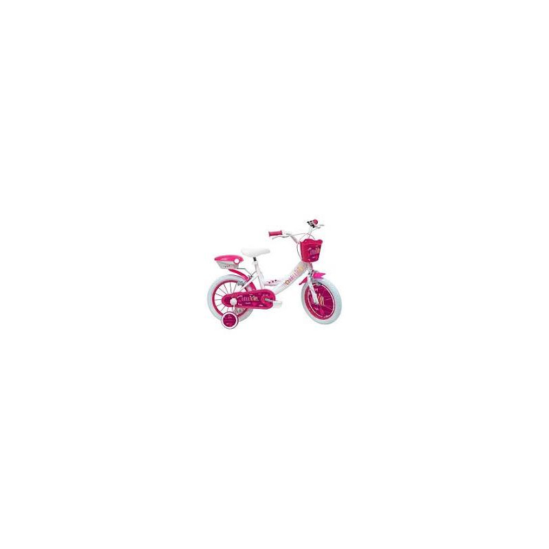 Vélo ATLAS Lolli Girl 14'' Vélo Enfant Fille, Blanc et Rose Fushia