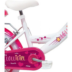 Vélo ATLAS Lolli Girl 14'' Vélo Enfant Fille, Blanc et Rose Fushia