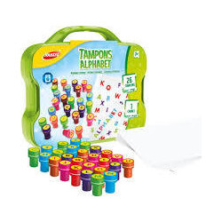 Maped Creativ - Mallette Alphabet Loisirs Créatifs pour Enfants dès 3 ans-26 Tampons Pré Encre Lavable